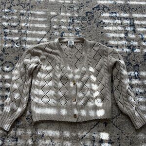 Pink Rose Taupe Diamond Knit Cardigan